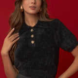 Fuzzy Jewel Sweater Top