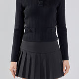Jewel Buttoned Knit Long Sleeve Top