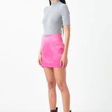 Solid Satin Fit Mini Skirt