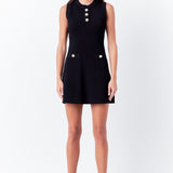 Shank Button Knit Mini Dress