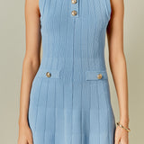 Shank Button Knit Mini Dress