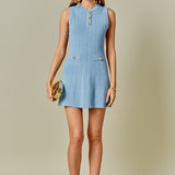 Shank Button Knit Mini Dress