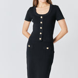 Shank Button Midi Skirt