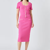 Shank Button Midi Skirt