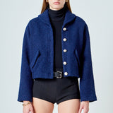 Boucle Tweed Buttoned Bomber