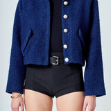 Boucle Tweed Buttoned Bomber