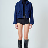 Boucle Tweed Buttoned Bomber