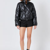 Quilted Pu Bomber