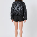 Quilted Pu Bomber