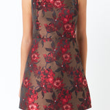 Floral Jacquard Sleeveless Mini Dress
