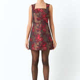 Floral Jacquard Sleeveless Mini Dress