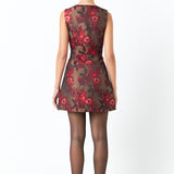 Floral Jacquard Sleeveless Mini Dress