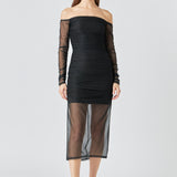 Mesh Off the Shoulder Maxi Dress
