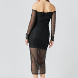 Mesh Off the Shoulder Maxi Dress