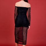 Mesh Off the Shoulder Maxi Dress