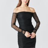 Mesh Off the Shoulder Maxi Dress