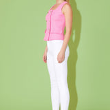 Tweed Fringed Double Button Top