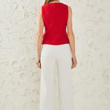 Tweed Fringed Double Button Top