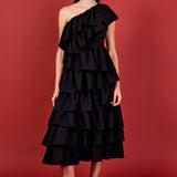 One Shoulder Tiered Maxi Dress