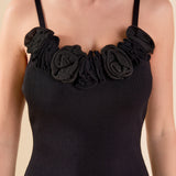Mixed 3D Flower Knit Maxi Dress
