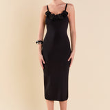 Mixed 3D Flower Knit Maxi Dress