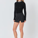 Embellished Slub Top