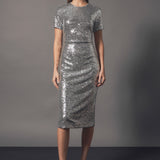 Sequins Short Sleeve Maxi Dress