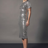 Sequins Short Sleeve Maxi Dress