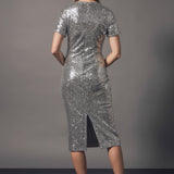 Sequins Short Sleeve Maxi Dress