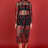 Floral Embroidered Midi Dress