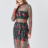Floral Embroidered Midi Dress