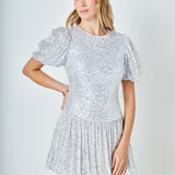 Sequin Bubble Skirt Mini Dress