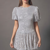 Sequin Bubble Skirt Mini Dress