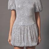 Sequin Bubble Skirt Mini Dress