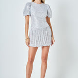 Sequin Bubble Skirt Mini Dress