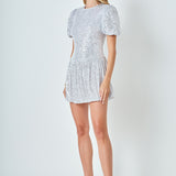 Sequin Bubble Skirt Mini Dress