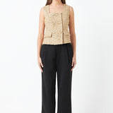 Gold Tweed Double Button Top