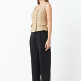 Gold Tweed Double Button Top