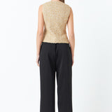 Gold Tweed Double Button Top