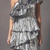 Metallic Tiered Mini Dress