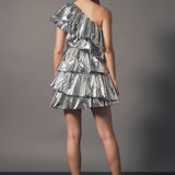Metallic Tiered Mini Dress