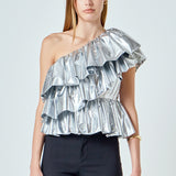 Metallic Tiered Top