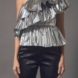 Metallic Tiered Top