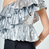 Metallic Tiered Top
