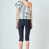 Metallic Tiered Top