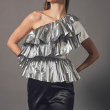 Metallic Tiered Top