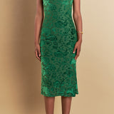 Print Velvet Slip Dress