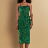 Print Velvet Slip Dress