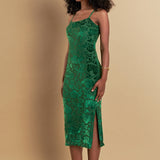 Print Velvet Slip Dress