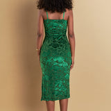 Print Velvet Slip Dress